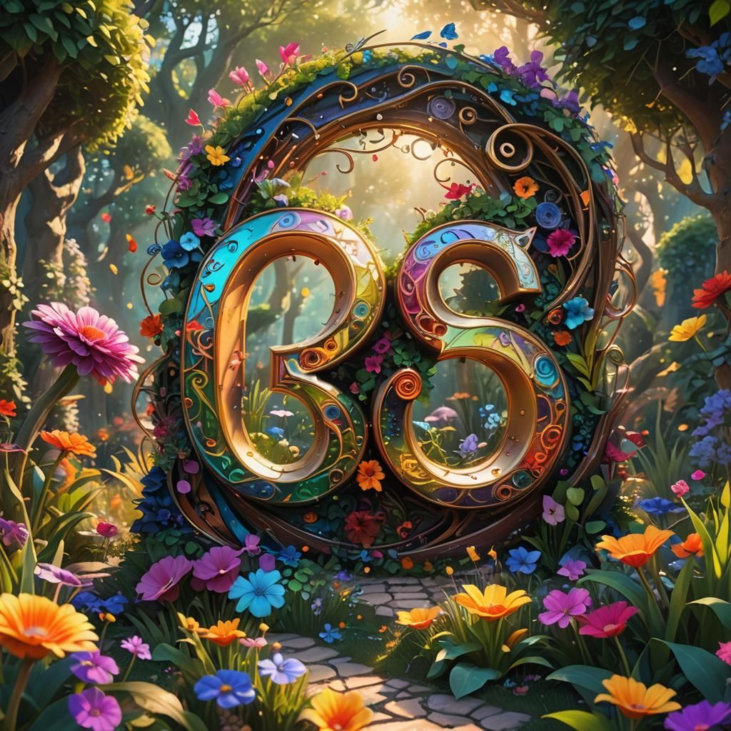 Whimsical Garden: Two Number 3s in Love
