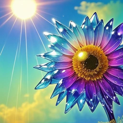 Crystal Raindrops and Rainbows in Sunlight