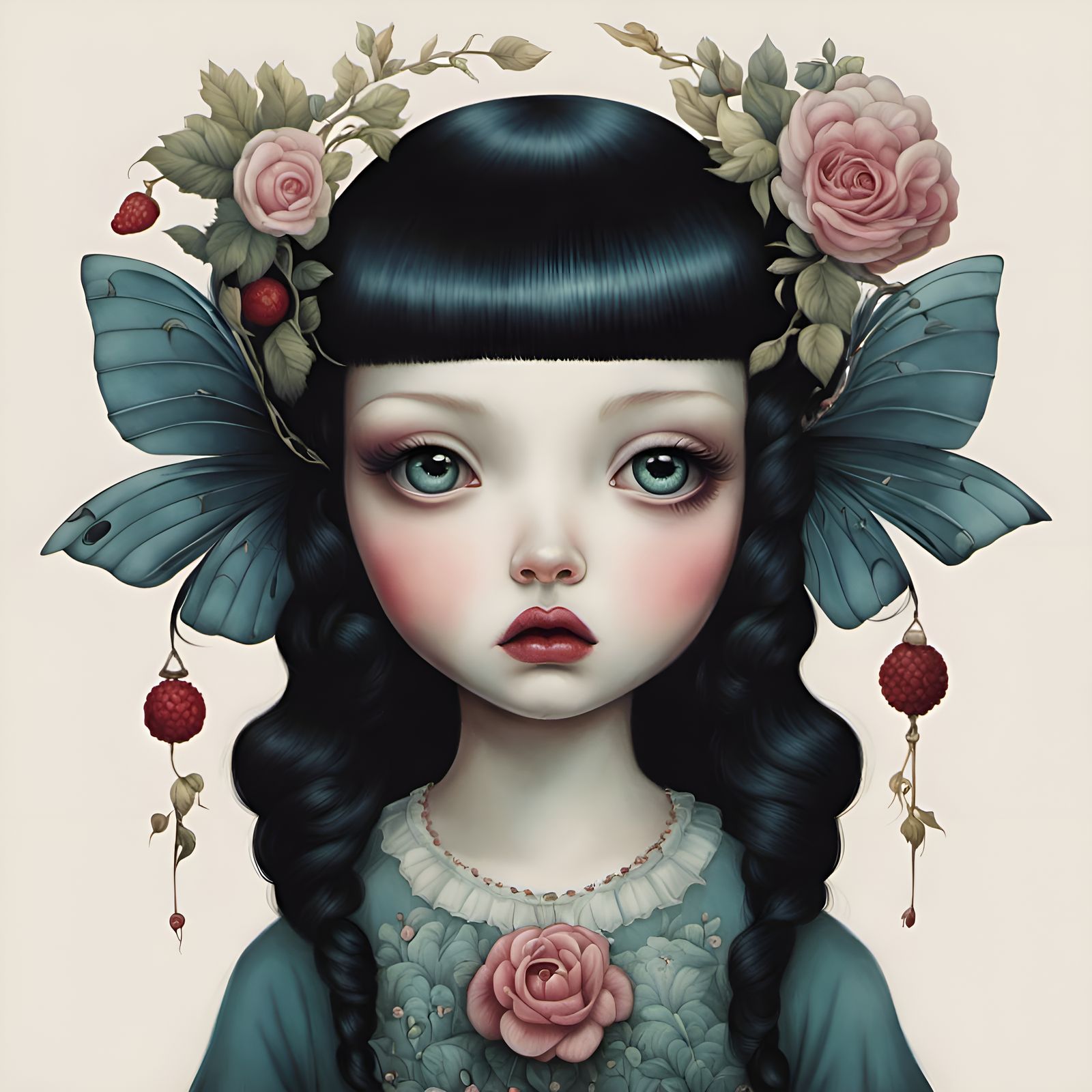 Moody Girl Portrait in Surreal Pop Art Style