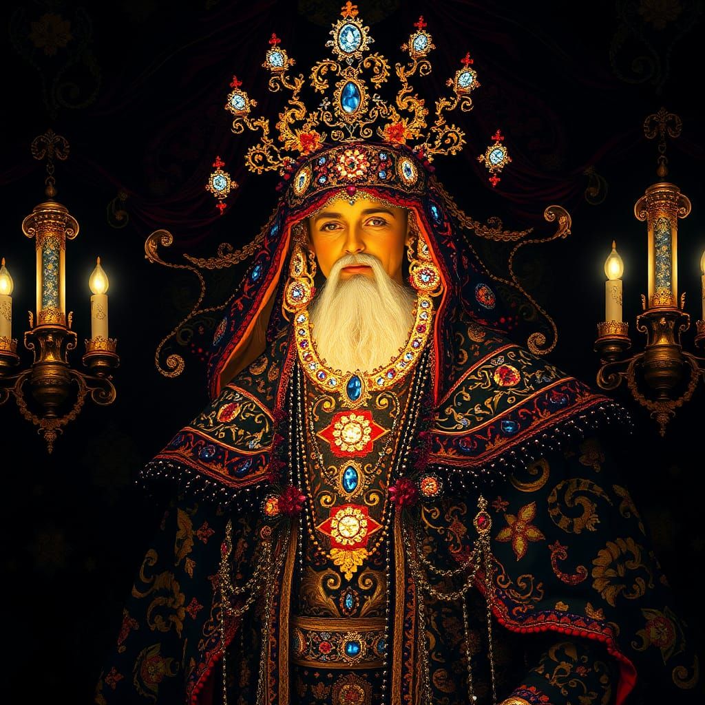 Opulent Being in Renaissance-Inspired Art Nouveau Style