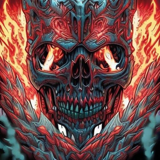 Burning Skull Comic Book Art