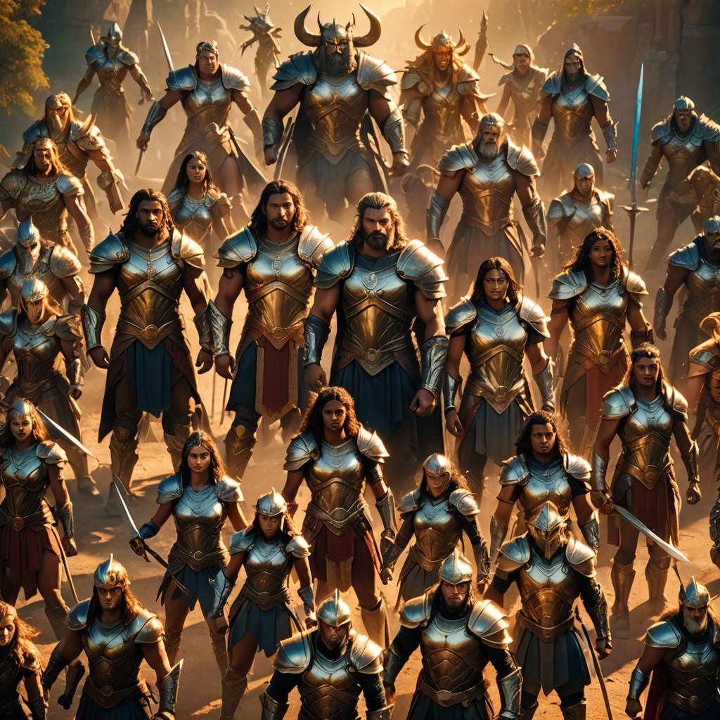 Mythological Fantasy Team Ready for Battle