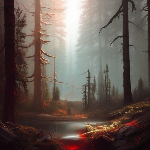 Dark Fantasy Pacific Northwest Woods in 8K