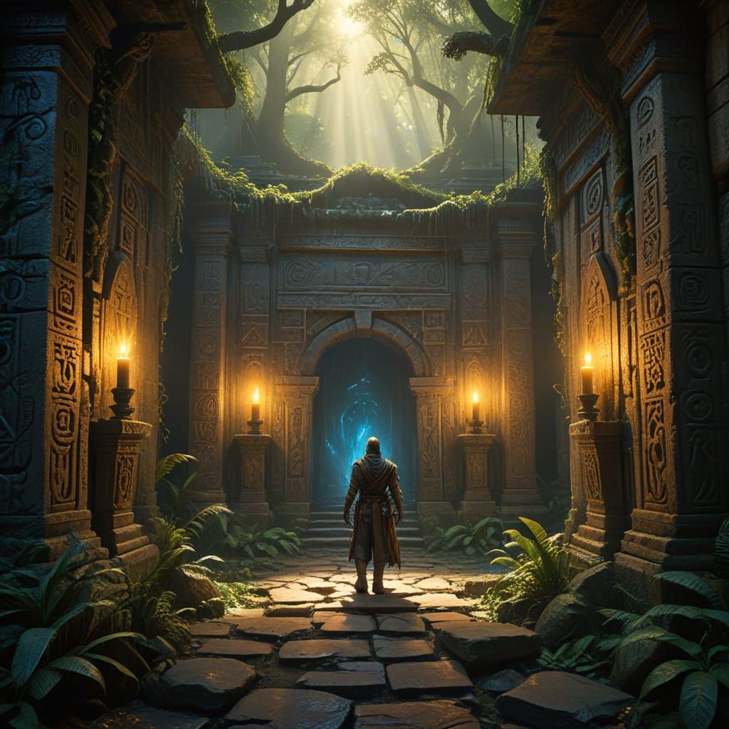 Explorers Discover Forgotten Temple in Digital Art