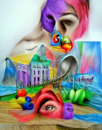 Hyperrealistic Surreal Colorful Mixed Media Art