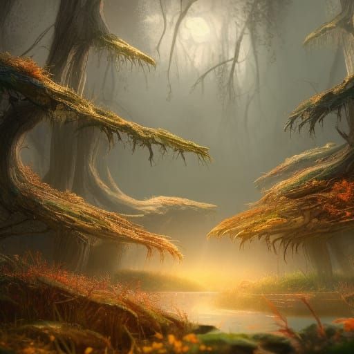 Crab Spider in a Fantastical Forest Concept Art