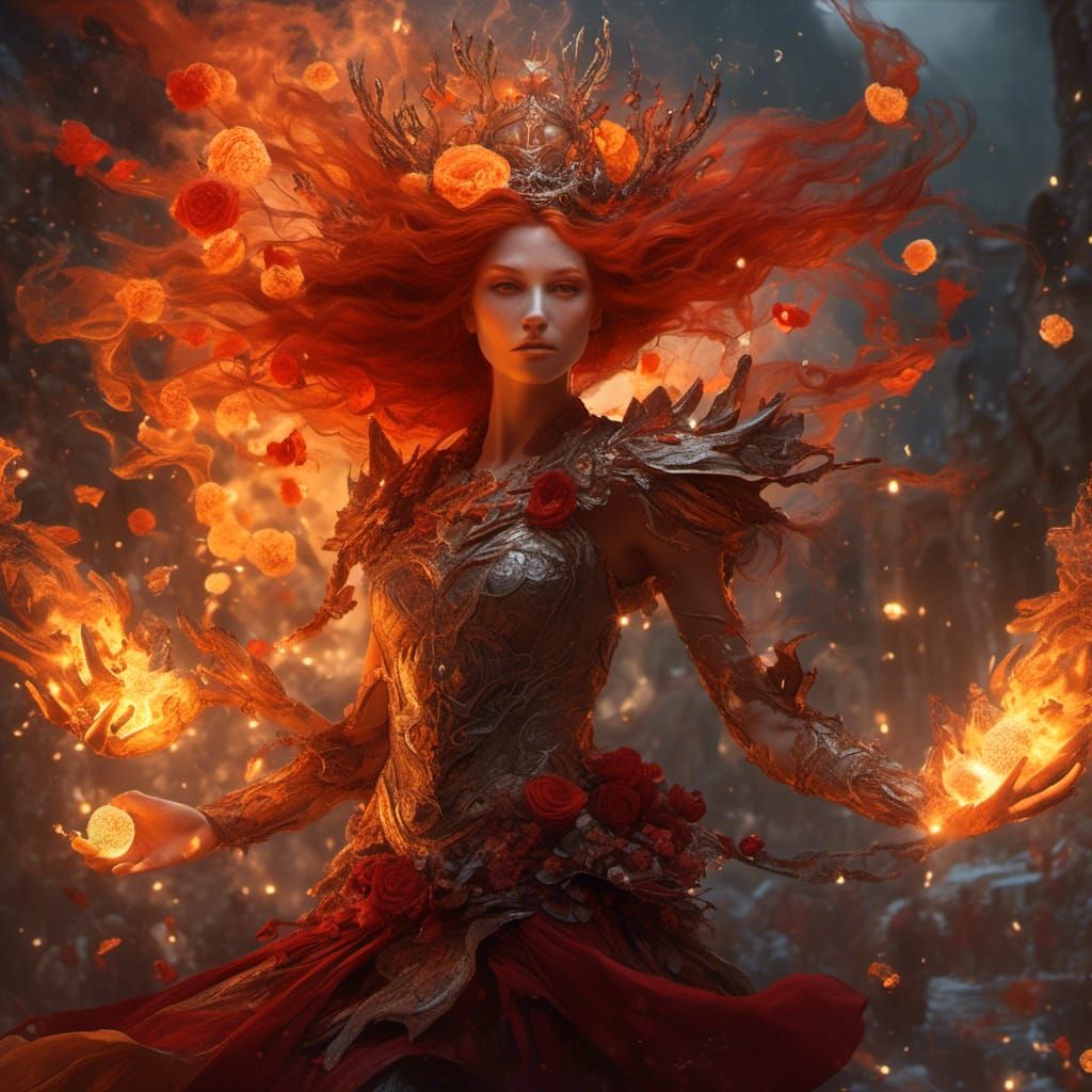 Fiery Fairy Battles Monster with Fire Magic