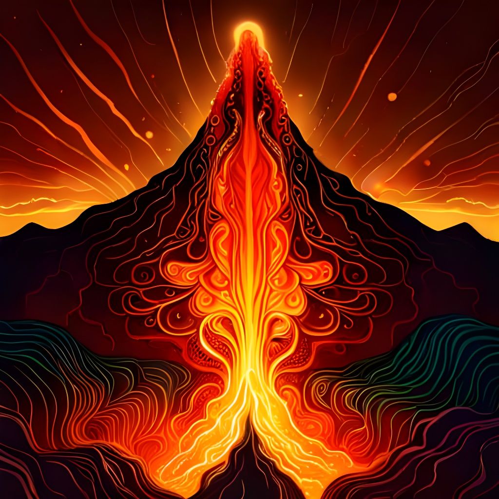 Hawaiian Volcano Eruption: Digital Art Illustration