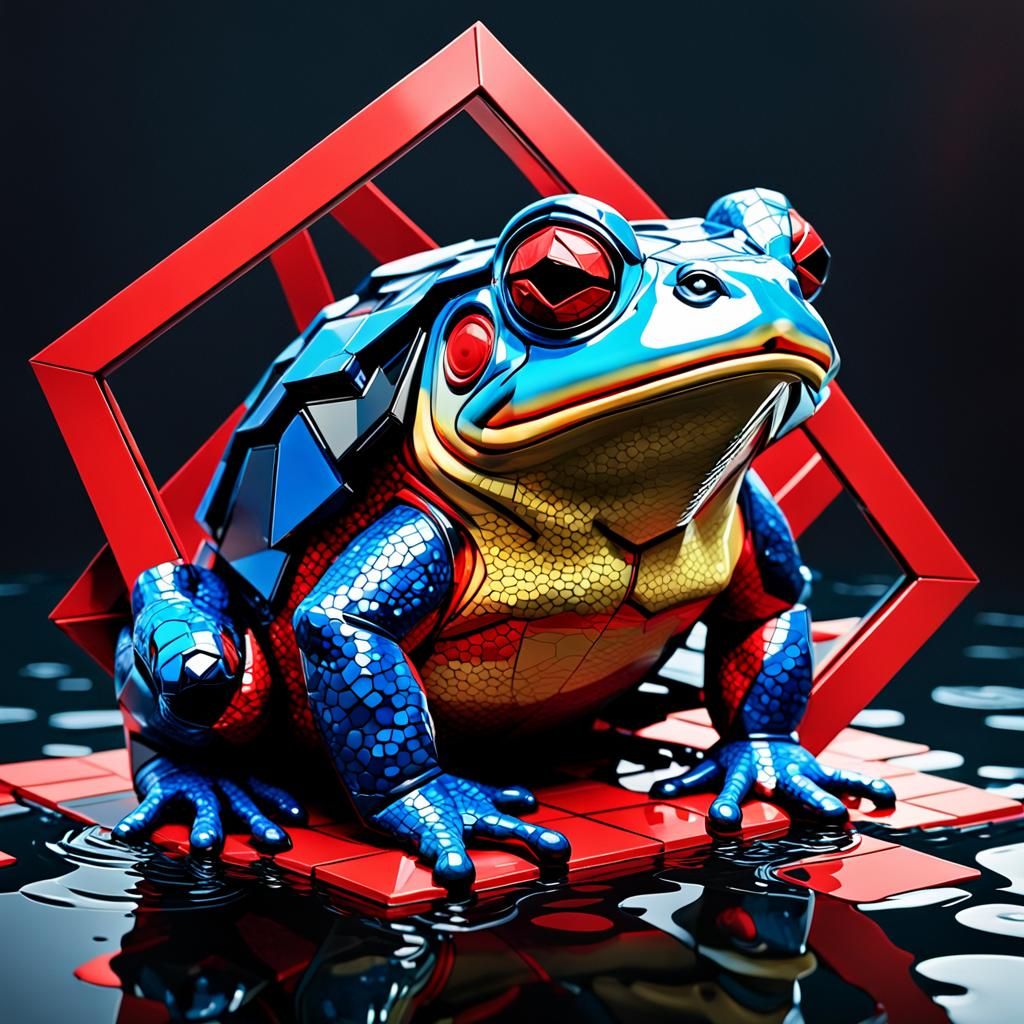Kinetic Art Toad: Cubist Geometric Fauvism
