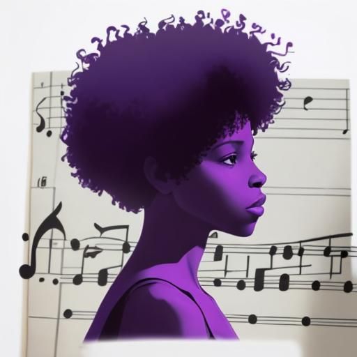 Silhouette of African Woman with Music Notes