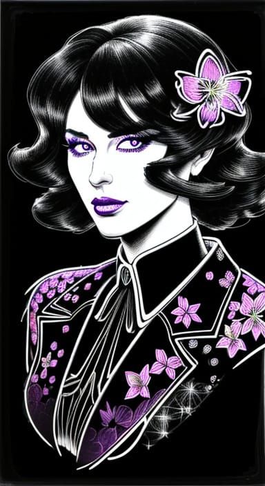 Hyperbolic Portrait of a Lady in a Cherry Blossom Orchard