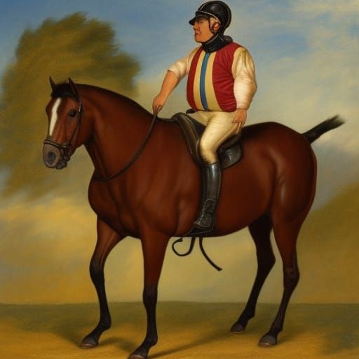 horse with a fat little jockey