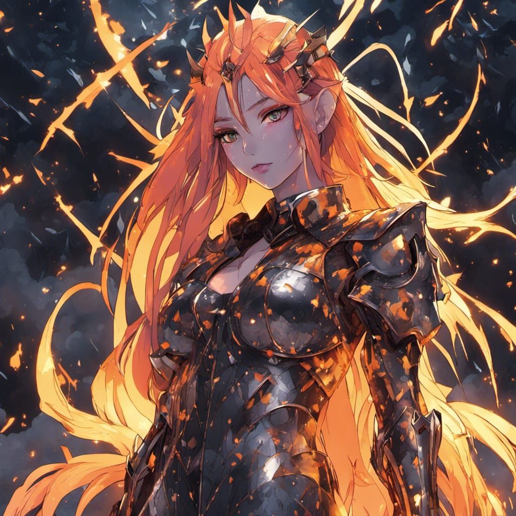 Neon-Haired Woman in Galaxy Storm, Dark Fantasy Art