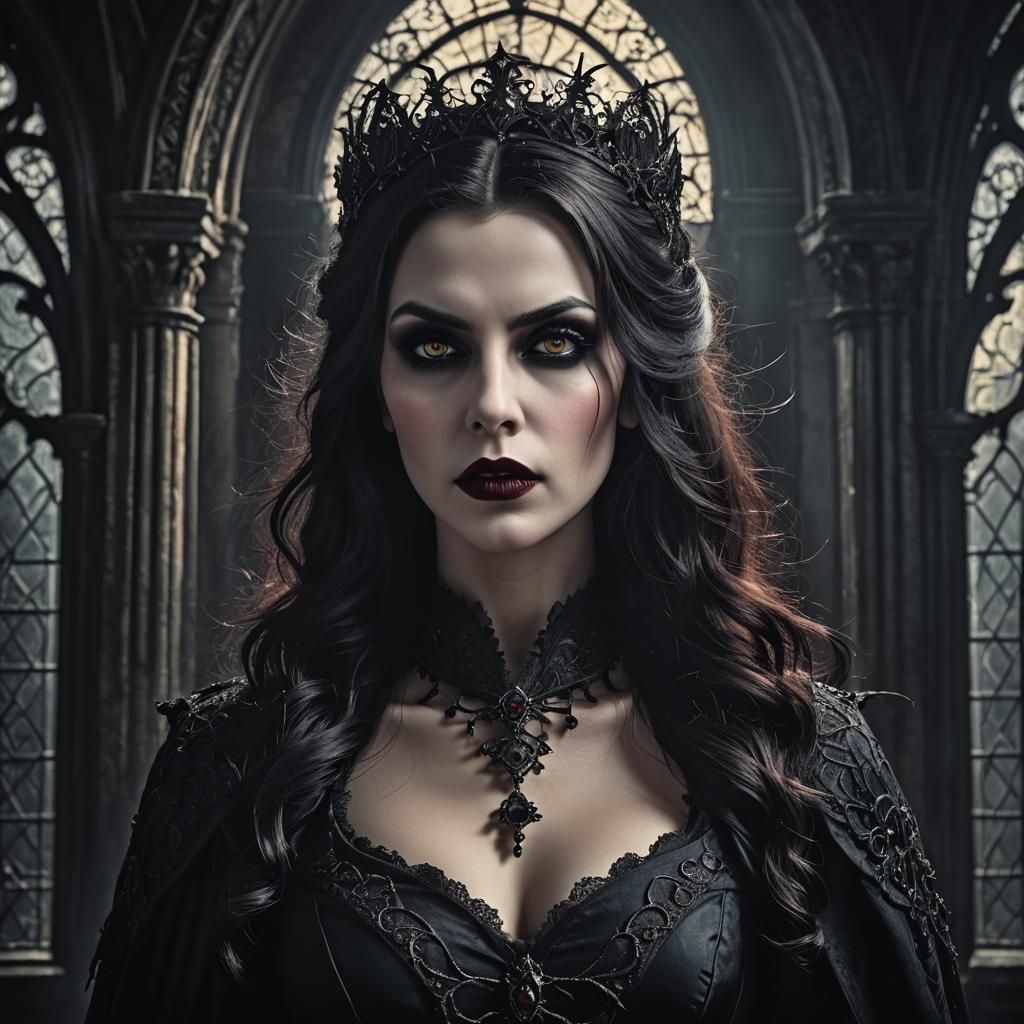 Hyperrealistic Gothic Vampire Woman in Sharp Focus