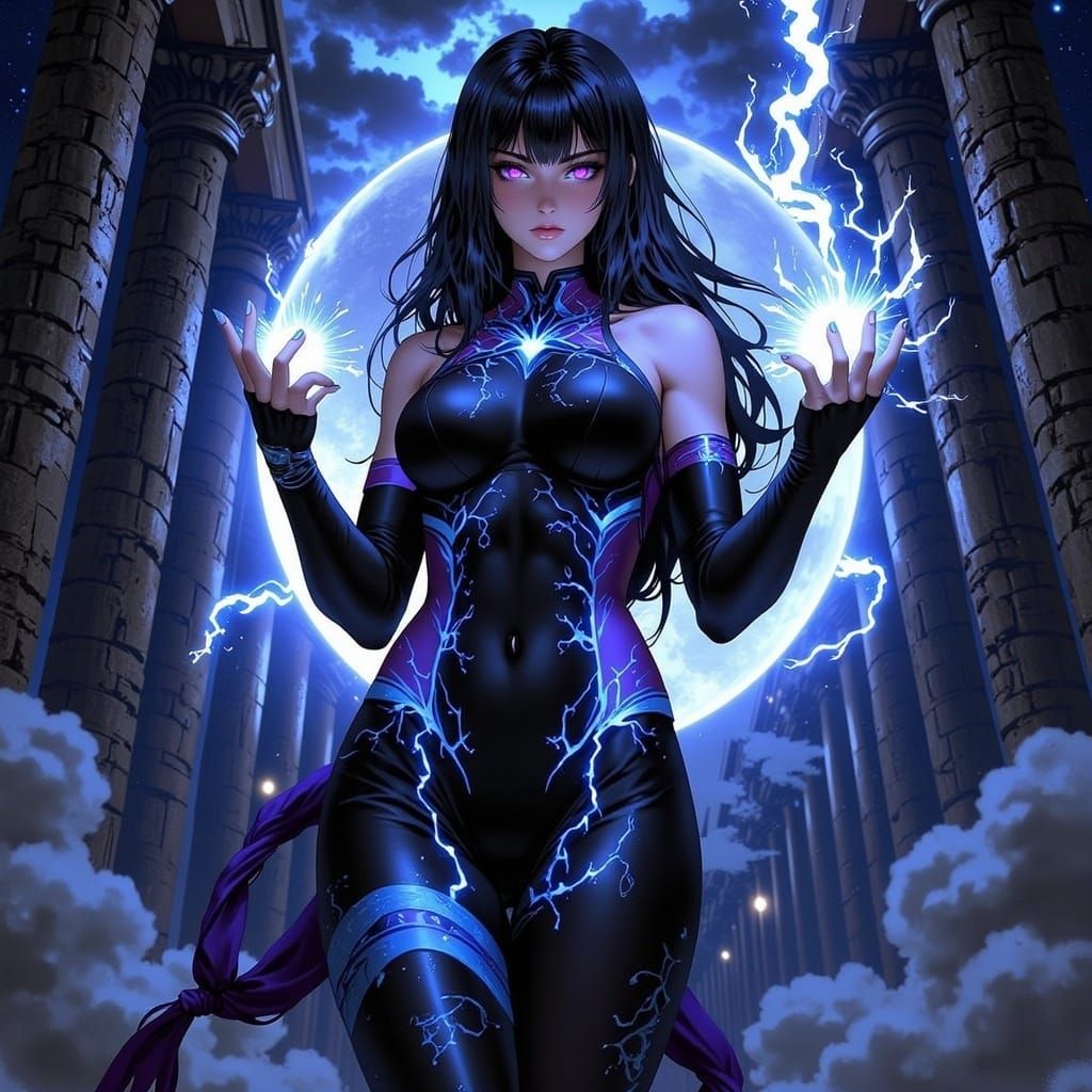 Fallen Angel Conjures Lightning in Anime Style