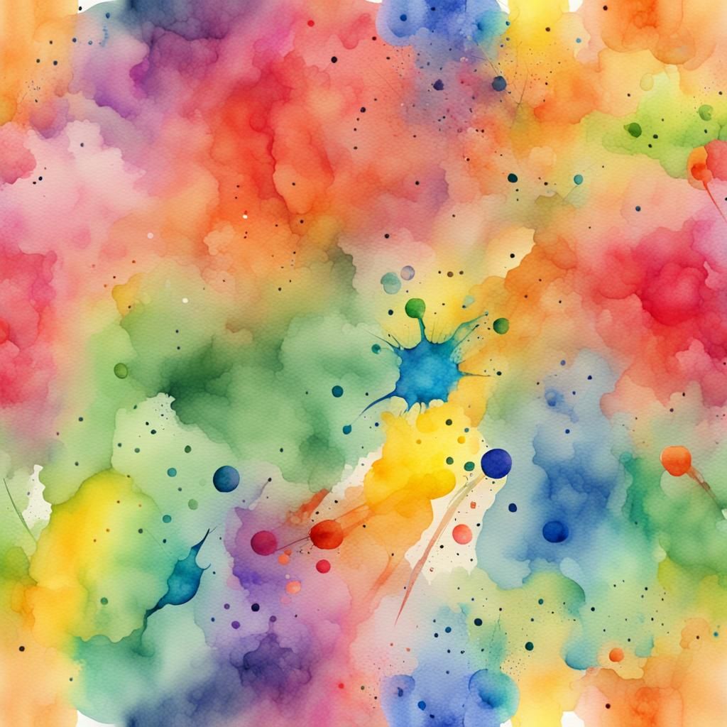 Rainbow Watercolor Abstract Splashes