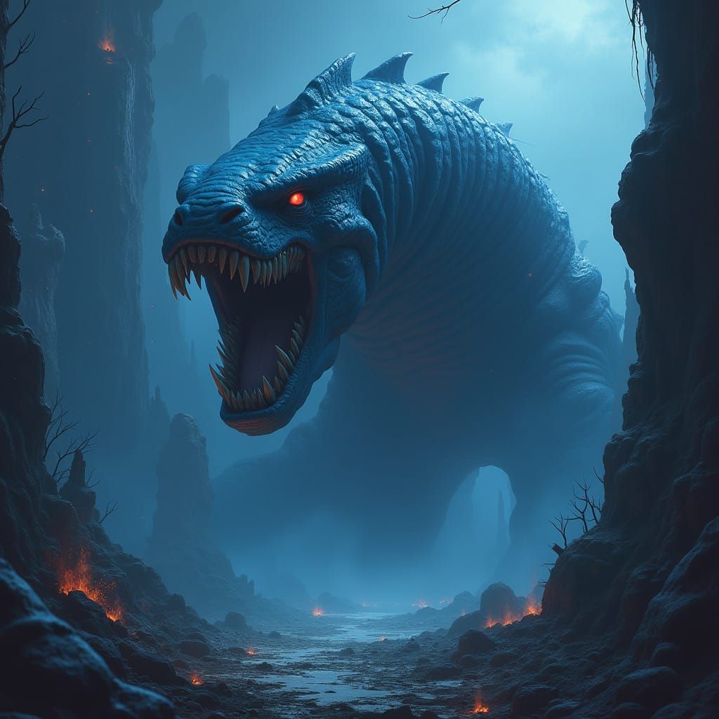 Dark Fantasy Worm Monster Unleashes Terror