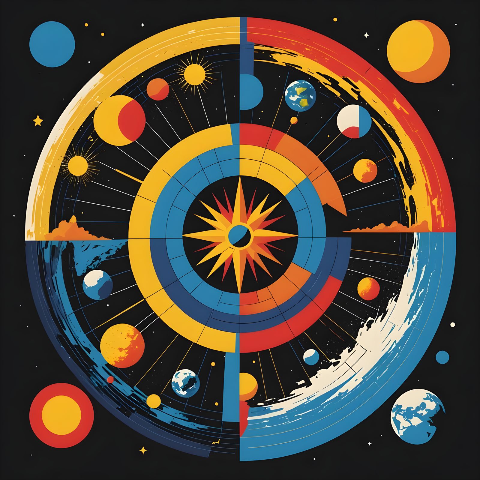 EARTH ELEMENTS Art in Triadic Colors with Golden Ratio