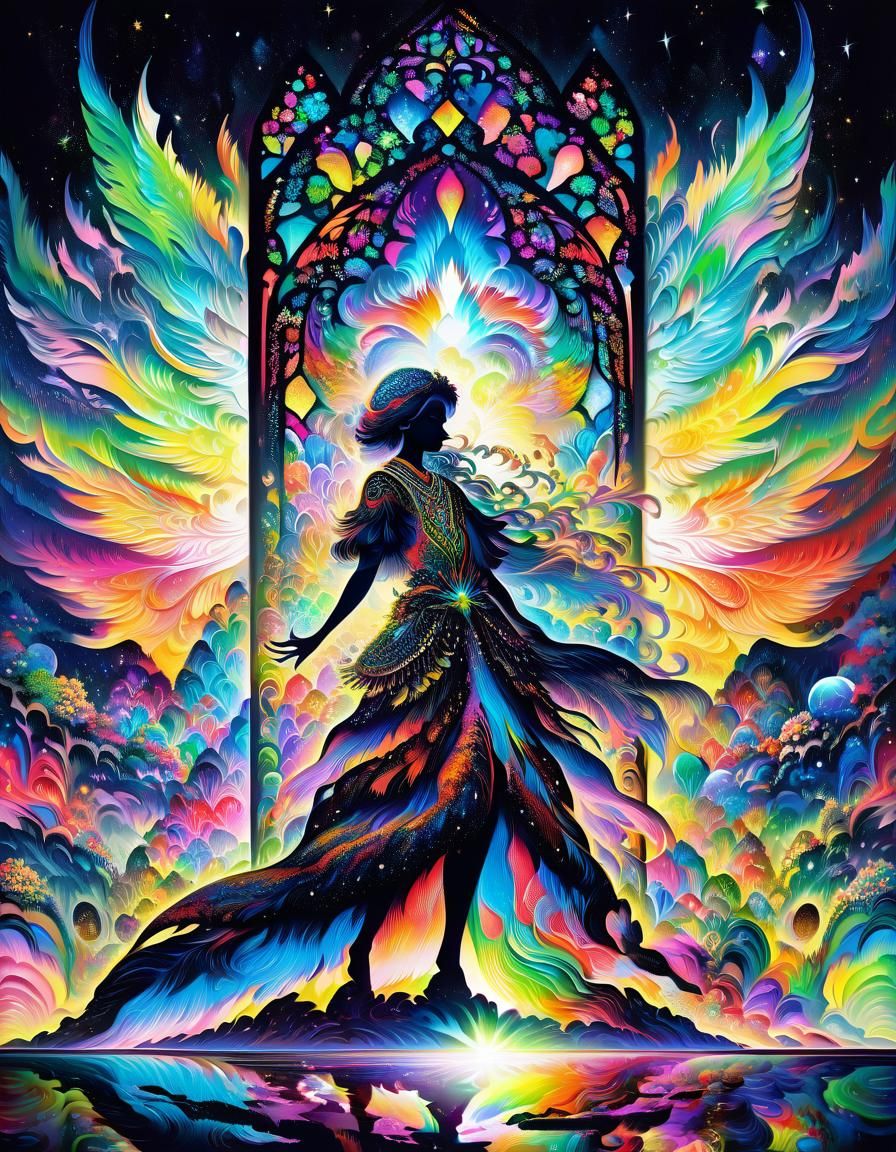 Epic Fantasy World of Vibrant Gemstones in Dreamy Stained Gl...