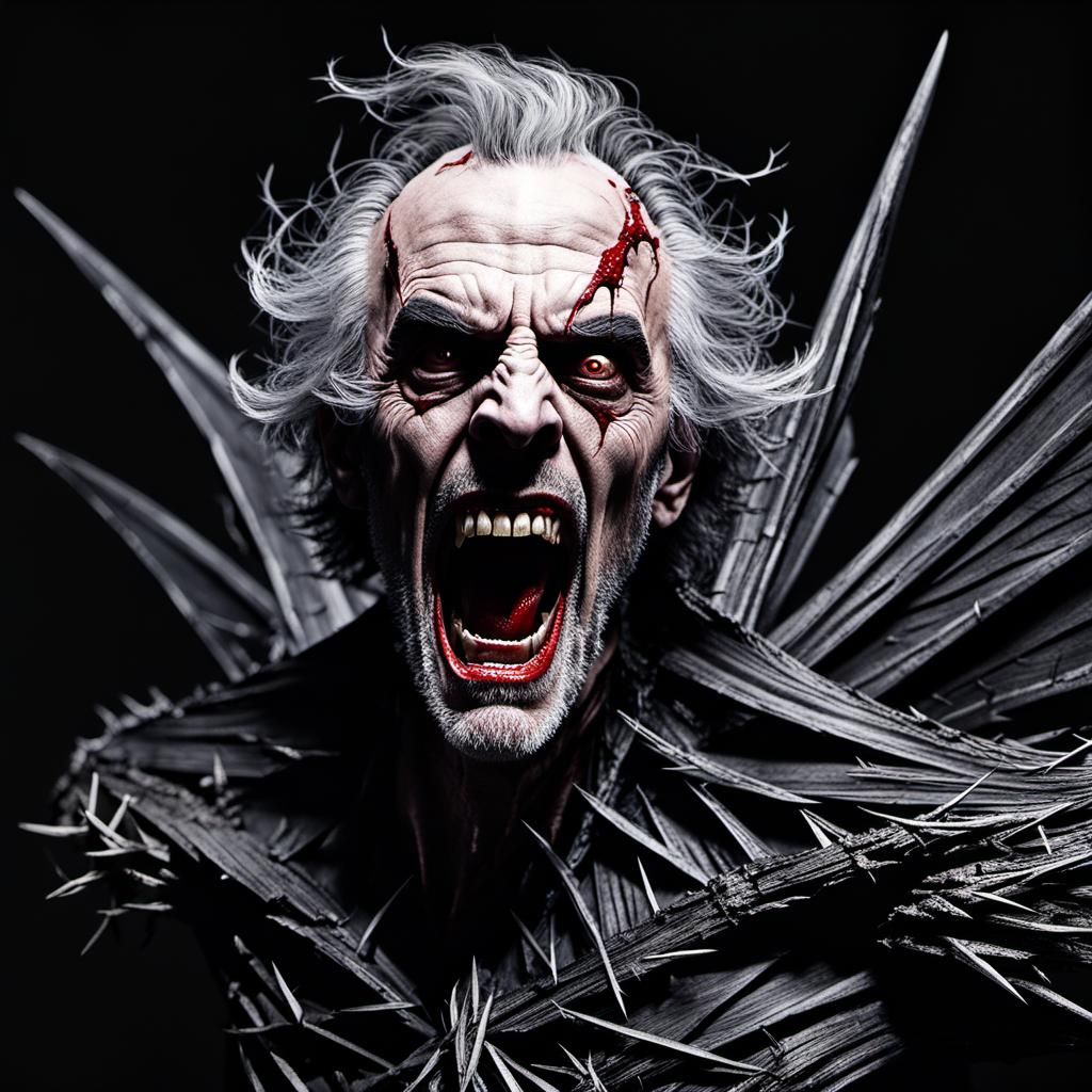 Lucifer Screaming Portrait in Gothic Style