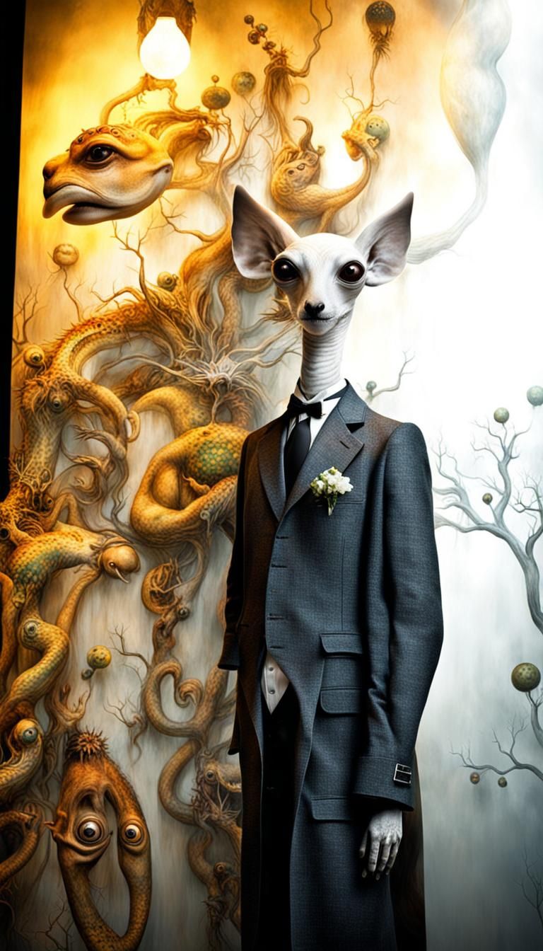 Surreal Alien Restaurant Celebration in Gritty Style