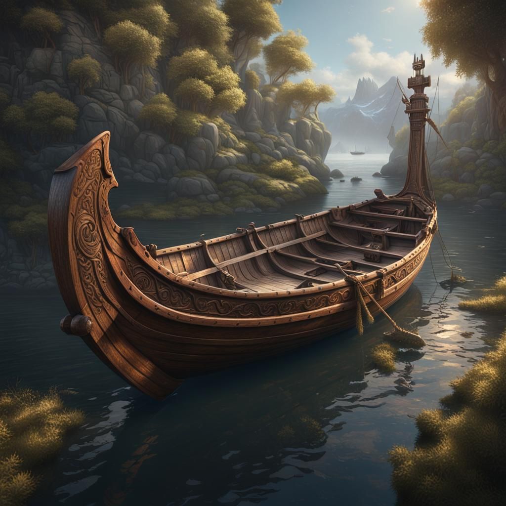 Dramatic Viking Ship as Digital Matte Painting