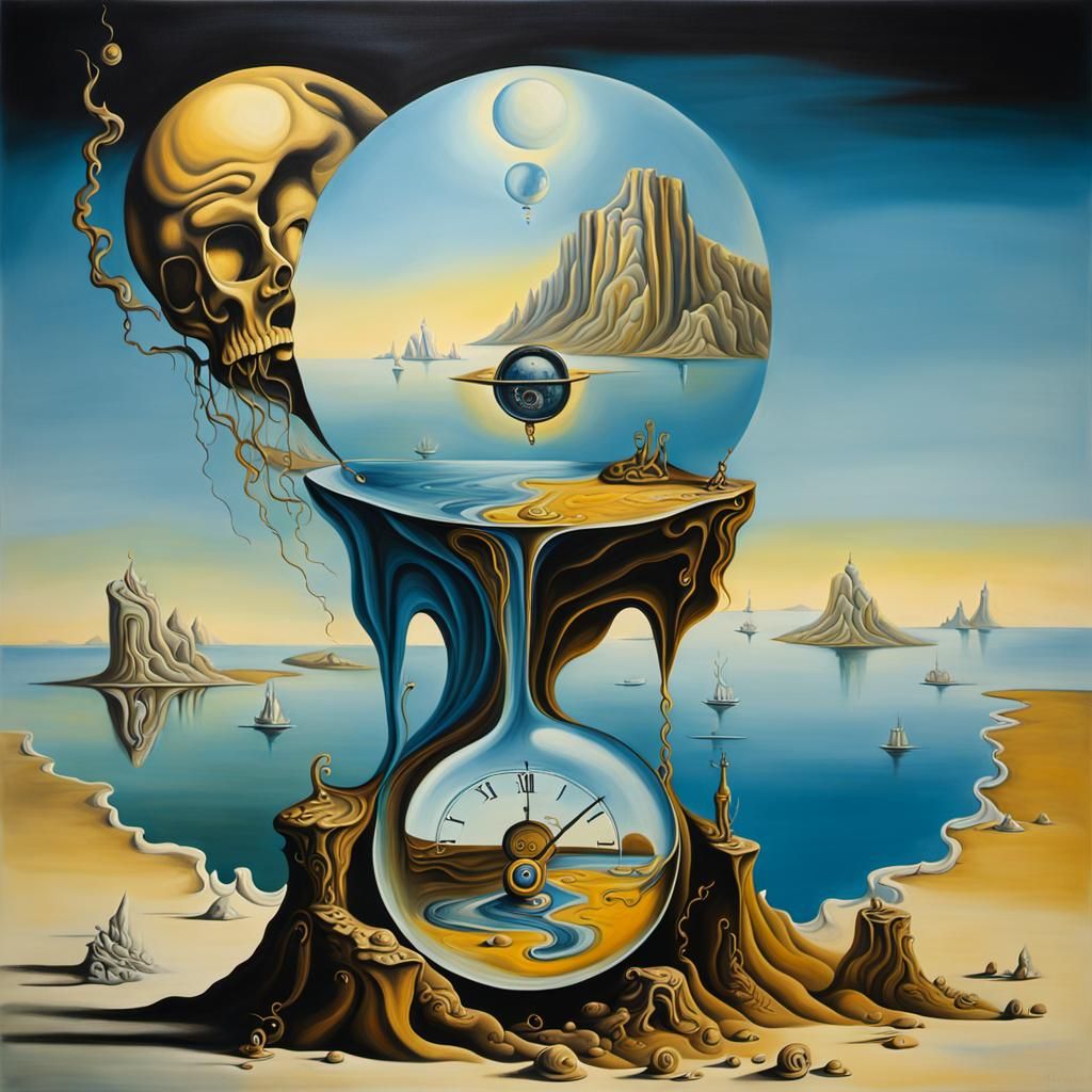 Surrealist Illusion of Time in Dali Style