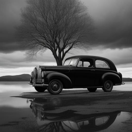 Solitary Figure by Barren Tree in Moody Grayscale