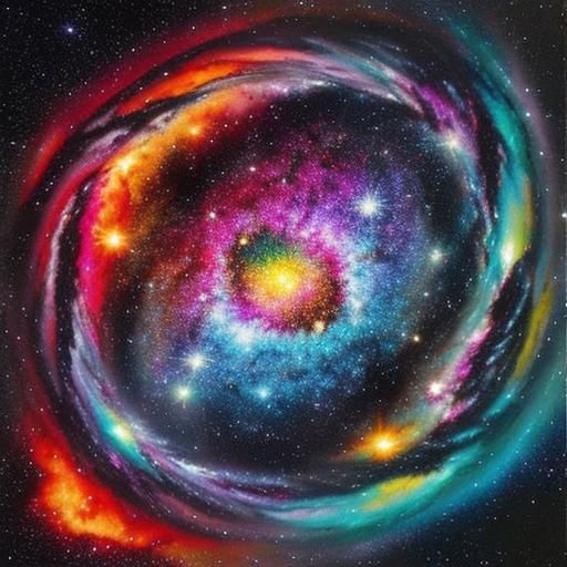 Solar Falls in Tempera Resin Style