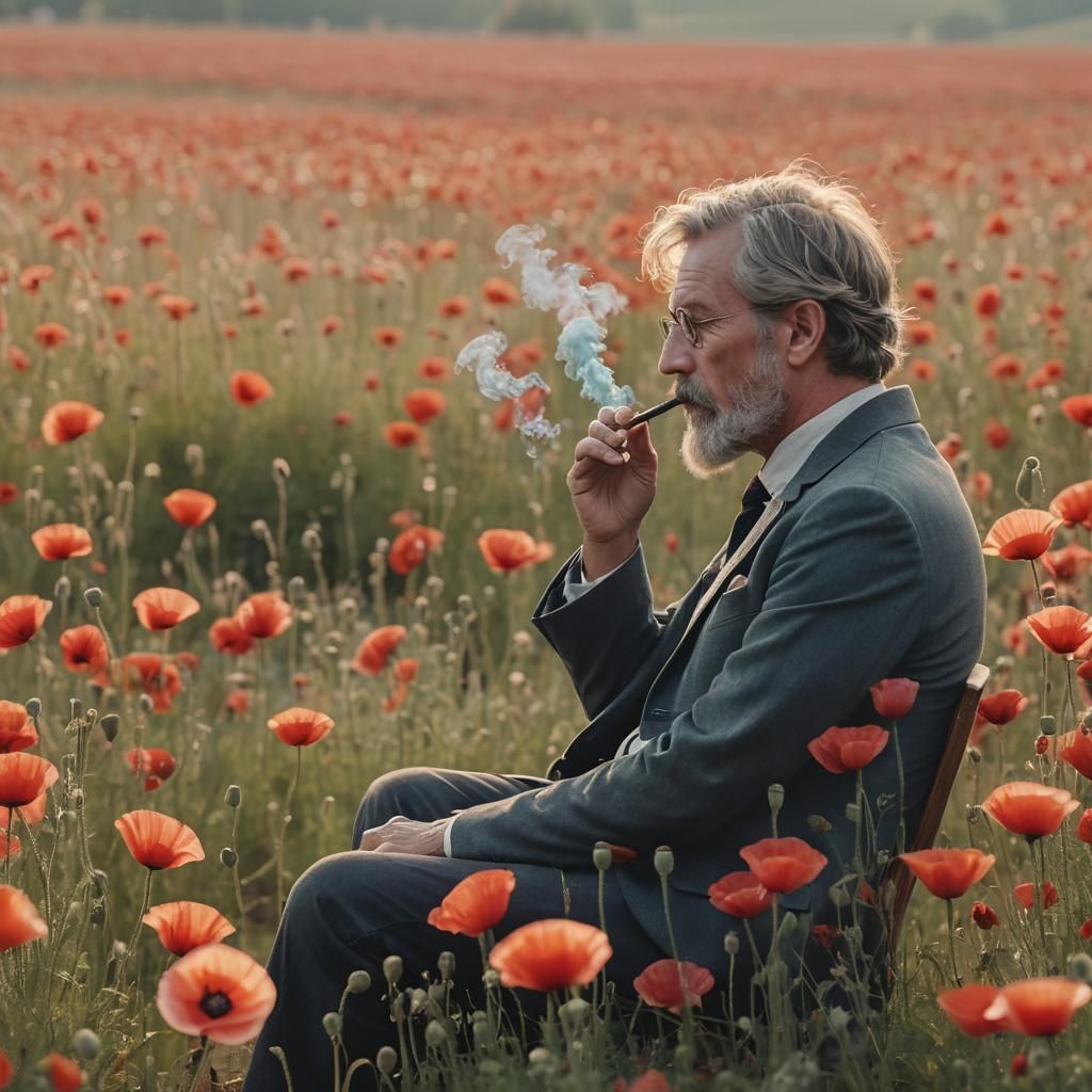 Serene Master Smoking Pipe in Poppy Field