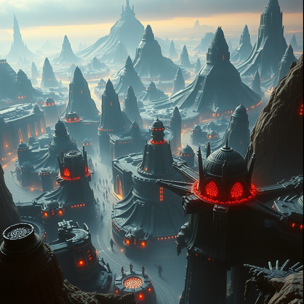 Epic Klingon Cityscape with Cinematic Lighting