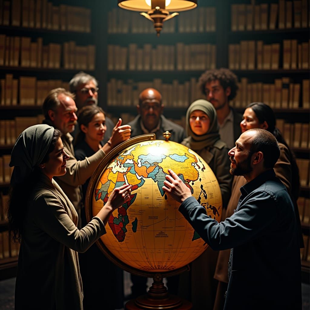 Diverse Group Explores Globe in Atmospheric Library