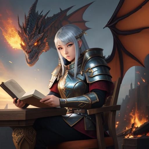 Gnome Cleric Knight with Dragon, 3D Anime Art