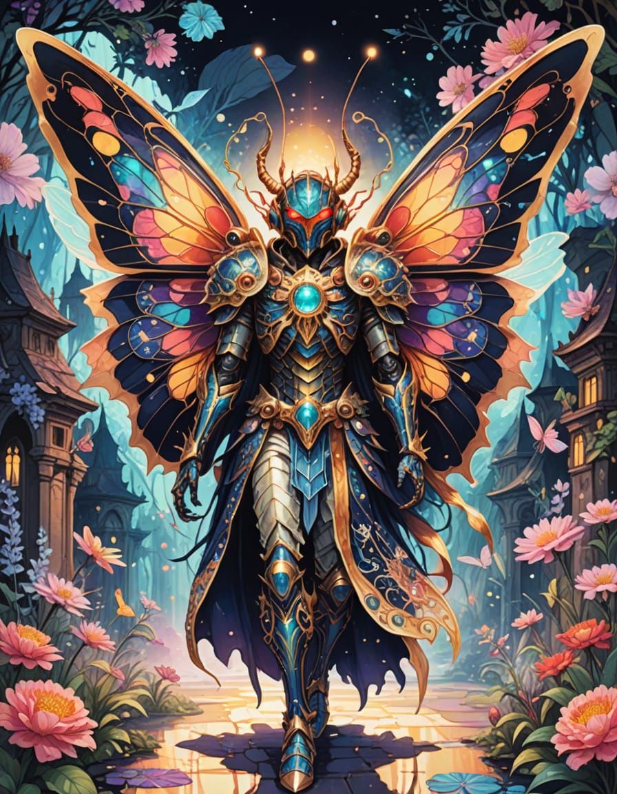 Insectoid Demon in Dreamy Fairytale Manga Illustration