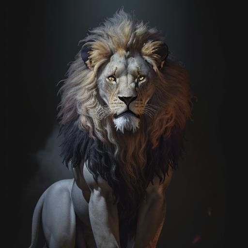 Lion of Judah with Fiery Mane: Dark Fantasy Art