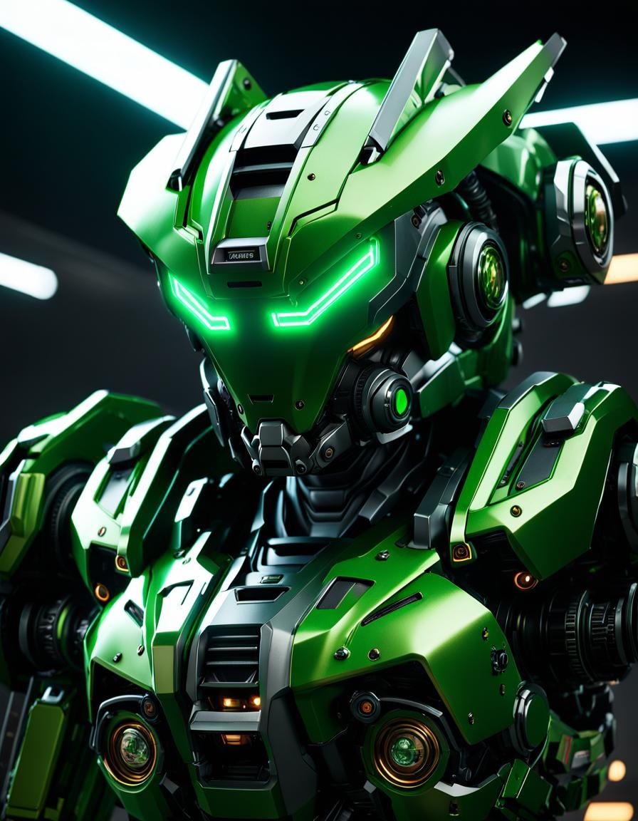 Green Mecha Robot Portrait in Unreal Engine 5