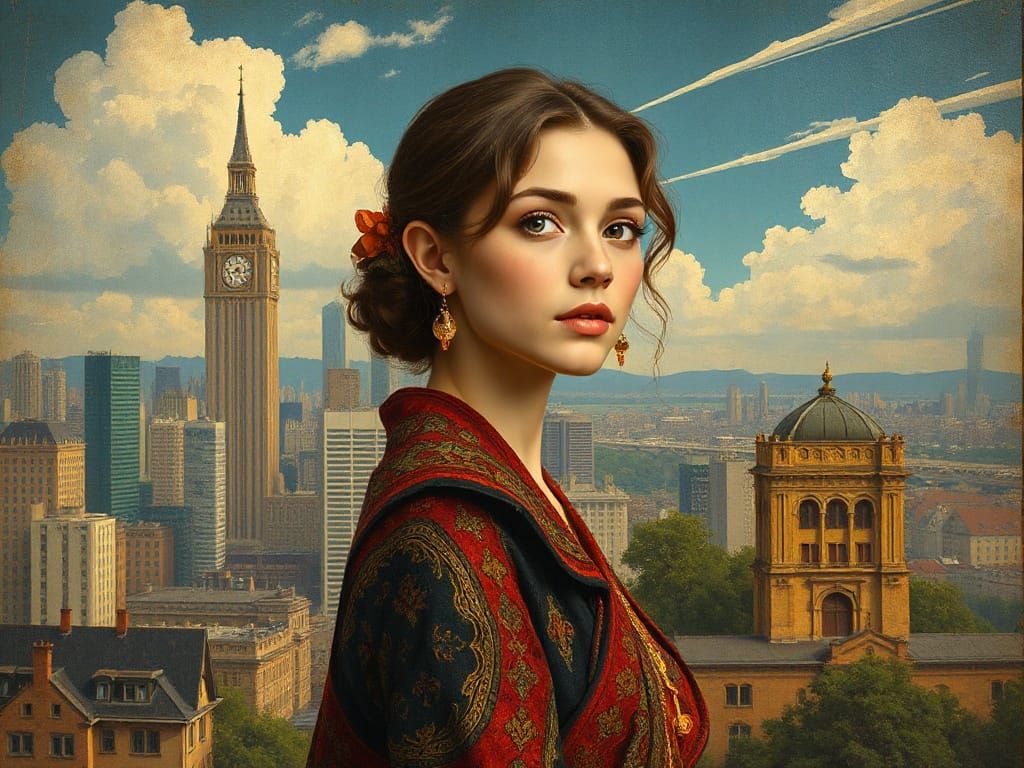 Art Nouveau Cityscape Character Portrait