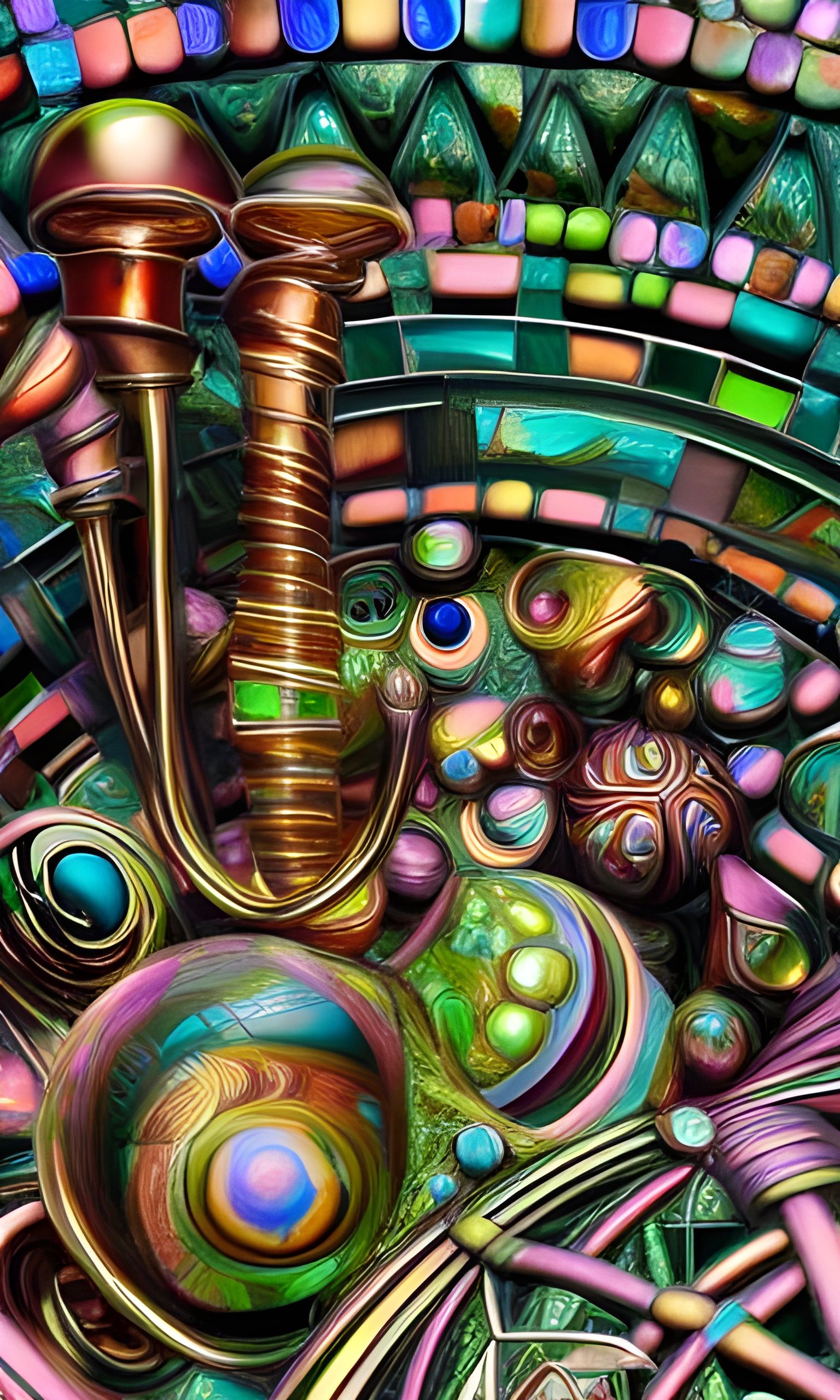 Tiffany Glass Fabergé Mandelbulber in Expressionist Style