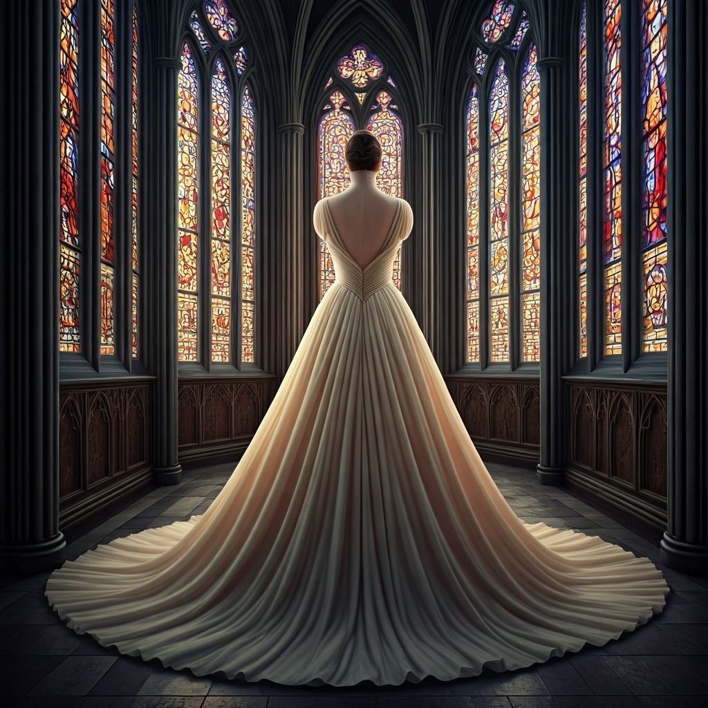 Elegant Gown Inspired by Stained Glass Cathedral Windows