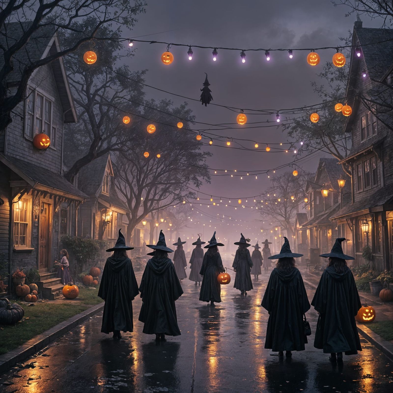 90s Halloween with Salem Witches: Matte Painting