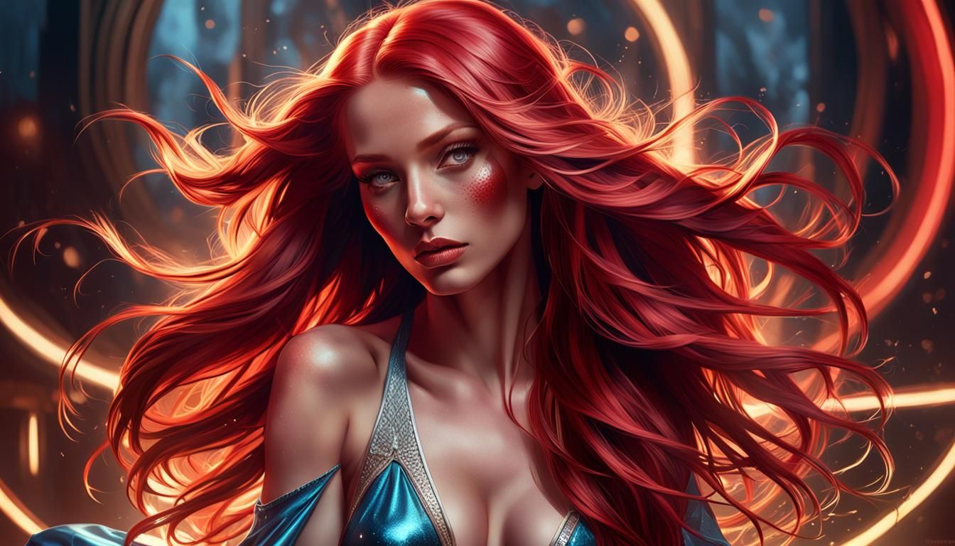 Passionate Redhead Portrait in Dynamic Lighting