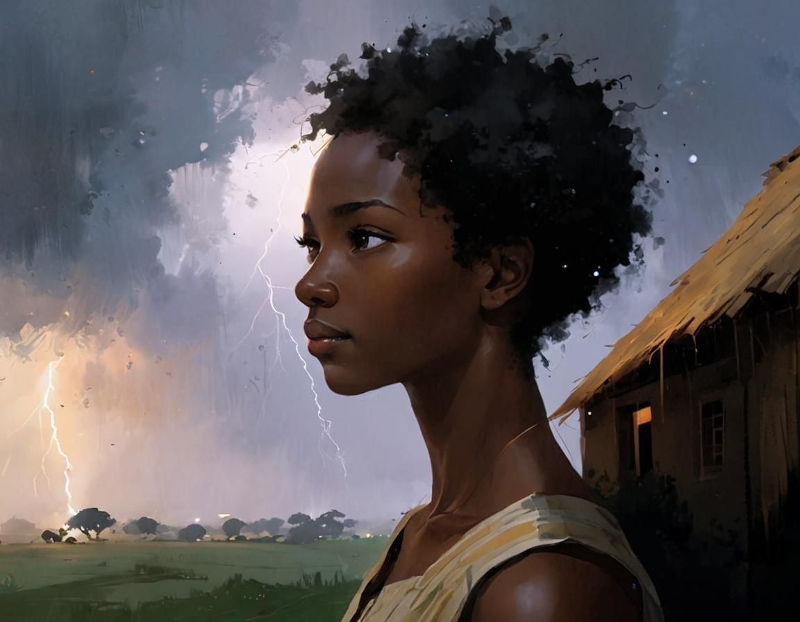 African Peasant Portrait in Watercolor Fine Art