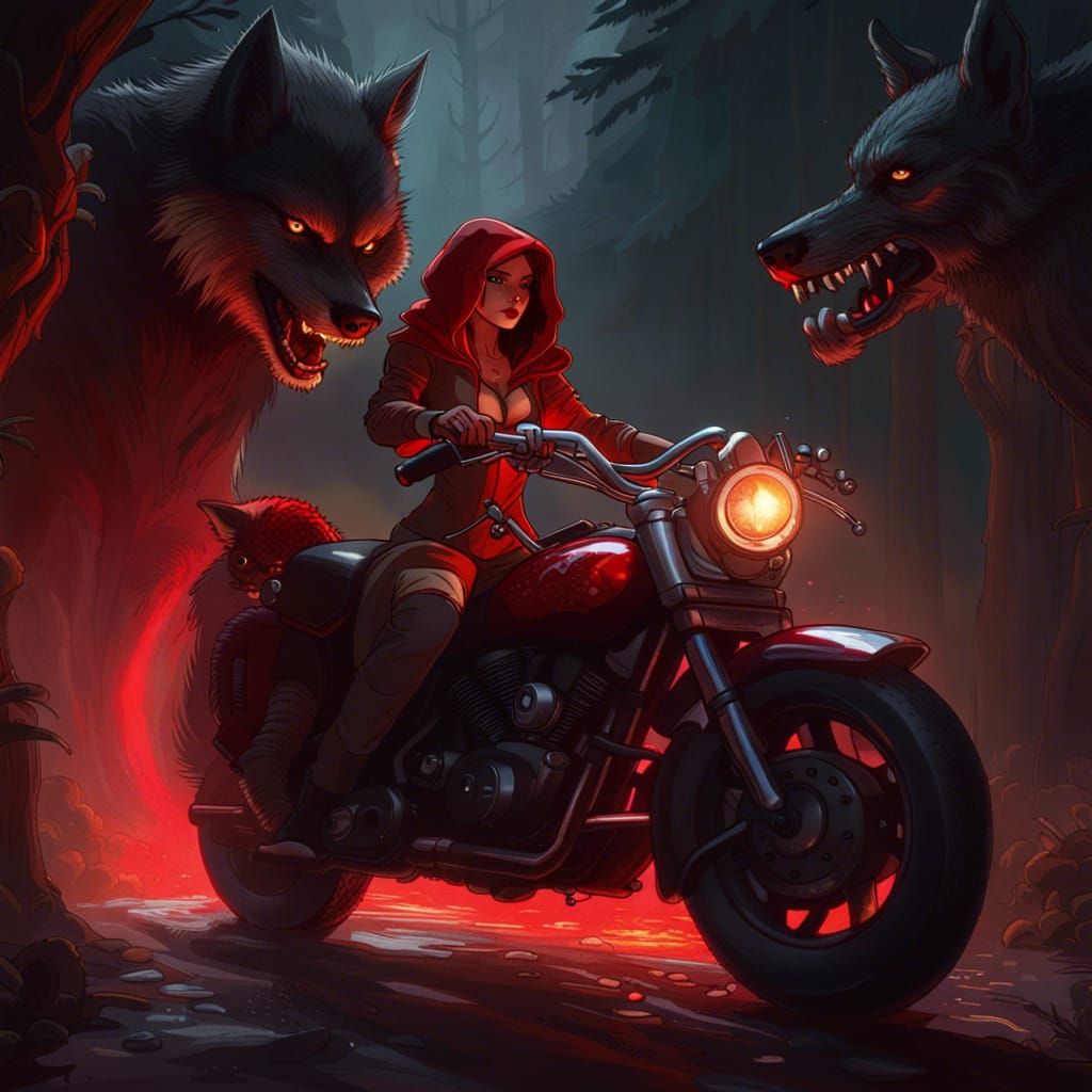Little Red Riding Hood and Werewolf Motorcycle Ride