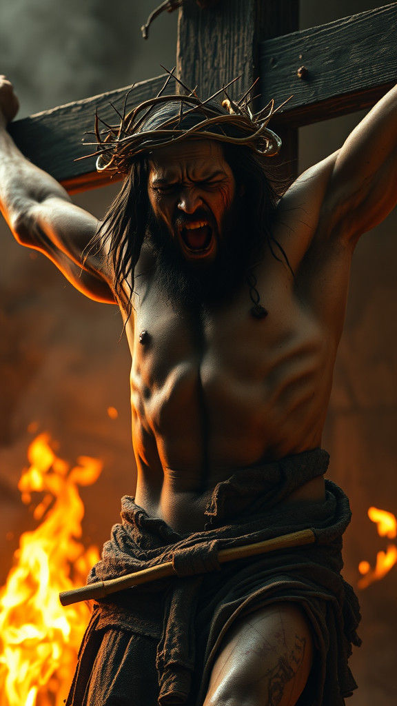 Jesus on Burning Cross: A Dark Fantasy Vision