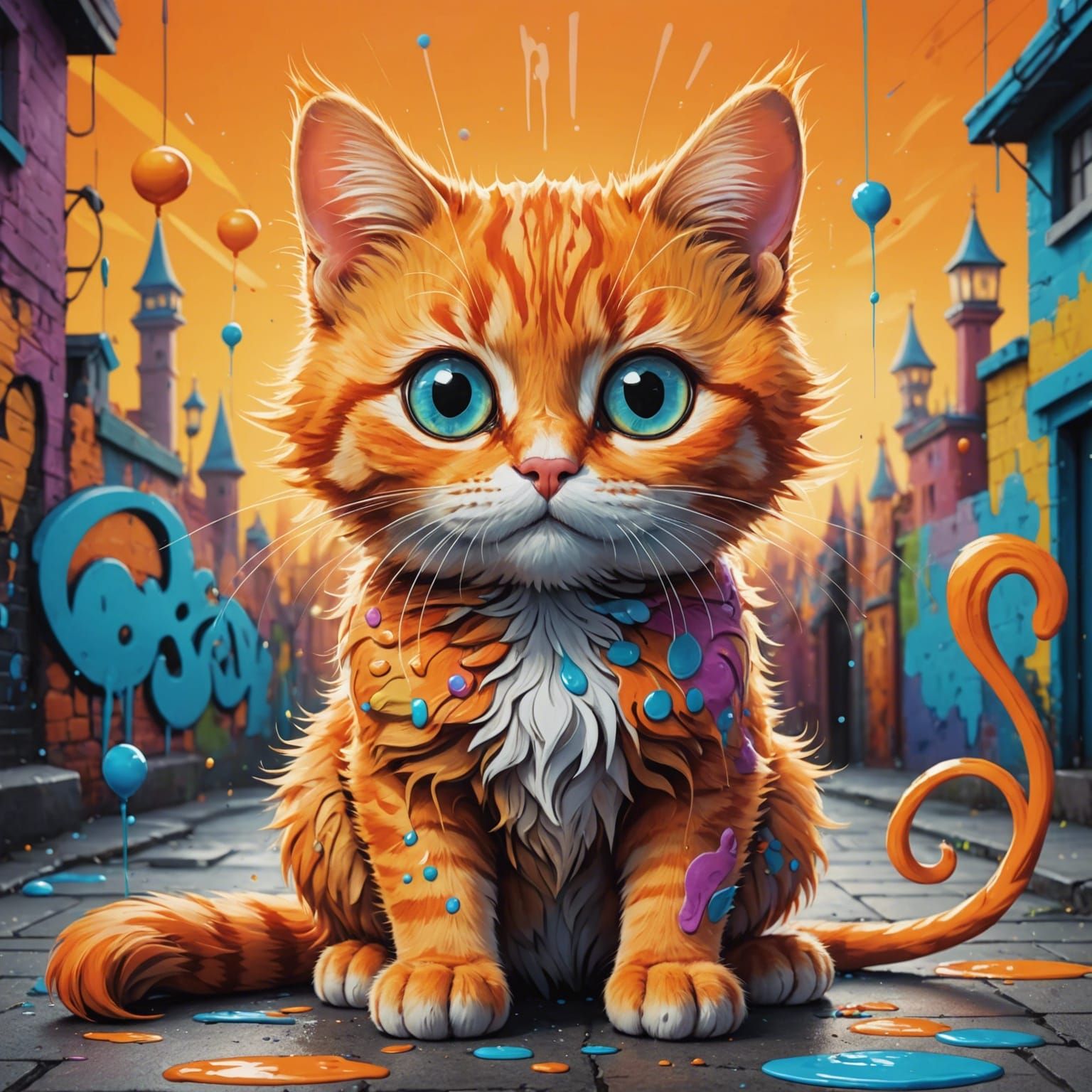 Orange Cat in Disney Animation Style