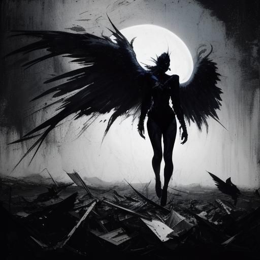 Figure With Shattered Wings in Abstract Expressionism