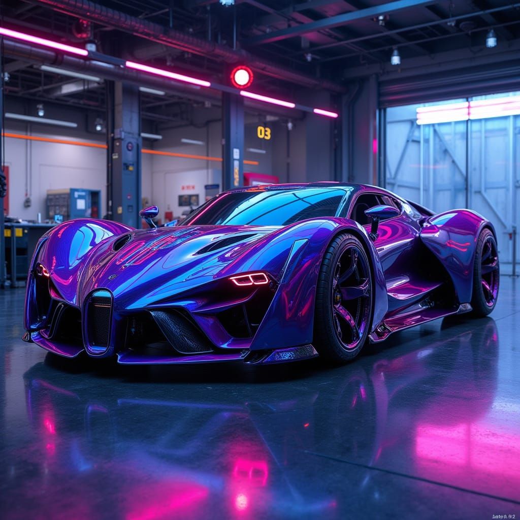 Custom Demon Mecha Car in Showroom