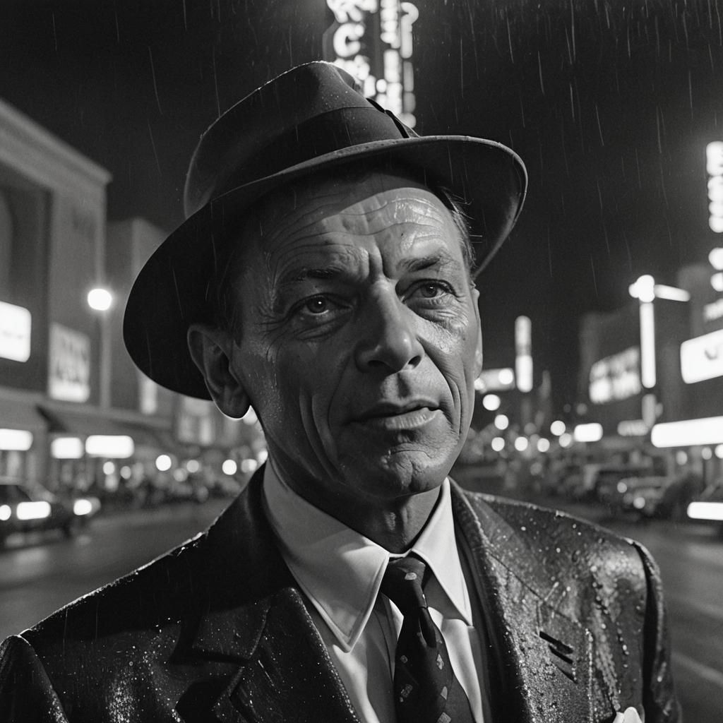Frank Sinatra Las Vegas Neon Noir Portrait