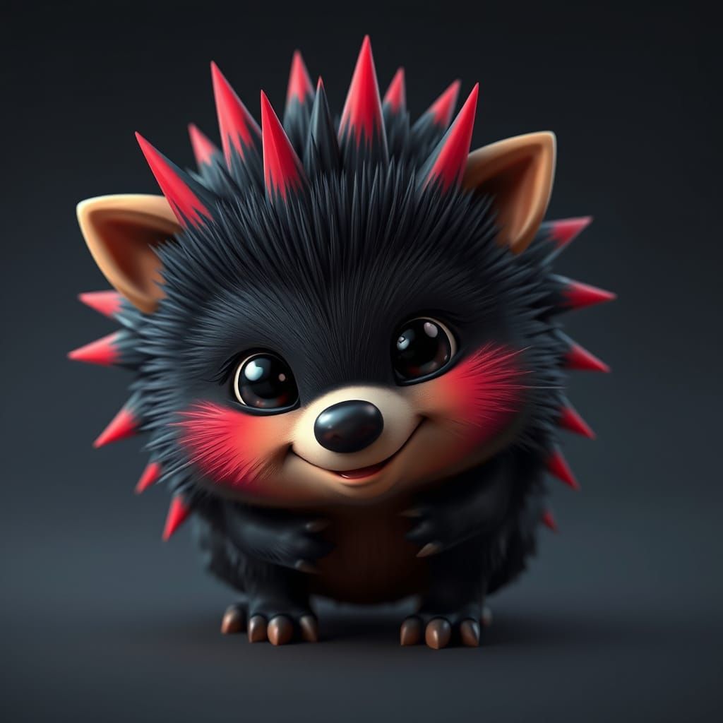 Hyperrealistic Hedgehog with Red Quills in Sleek Style