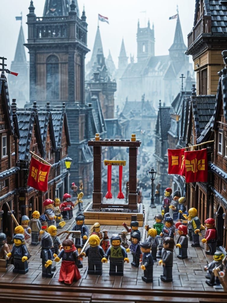 Detailed LEGO Model of Medieval Town Square